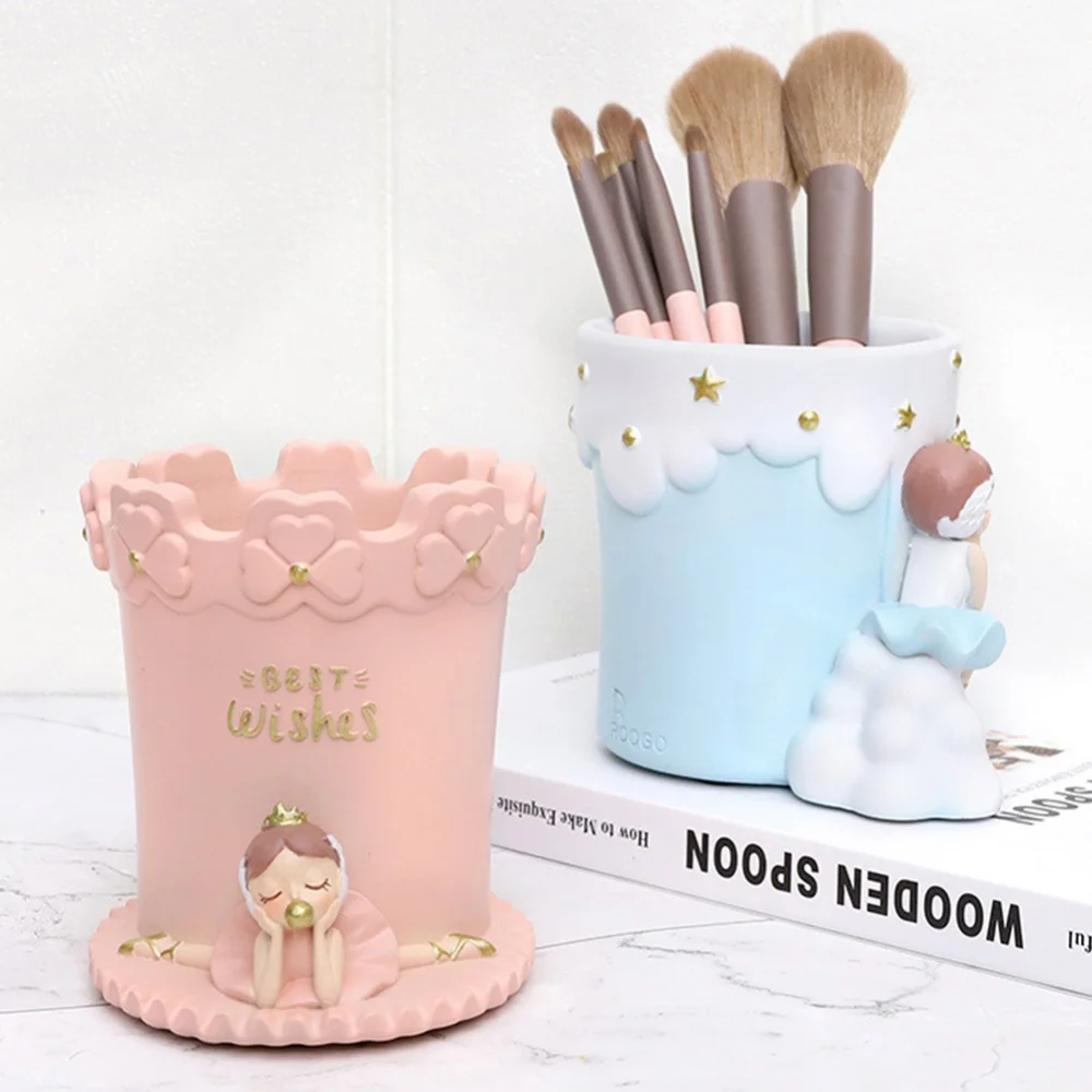 

Cartoon Ballet Girl Sculpture Resin Pen Holder Desk Organizer Makeup Brush Organizer Flower Pot Vase Pen Box Home Ornament Craft