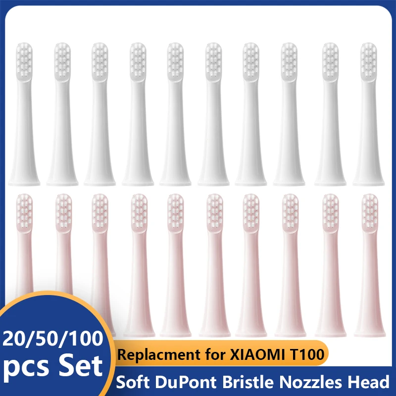 20/50/100pcs Replacment for XIAOMI T100 Sonic Electric Toothbrush Whitening Soft DuPont Heads Clean Bristle Brush Nozzles Head