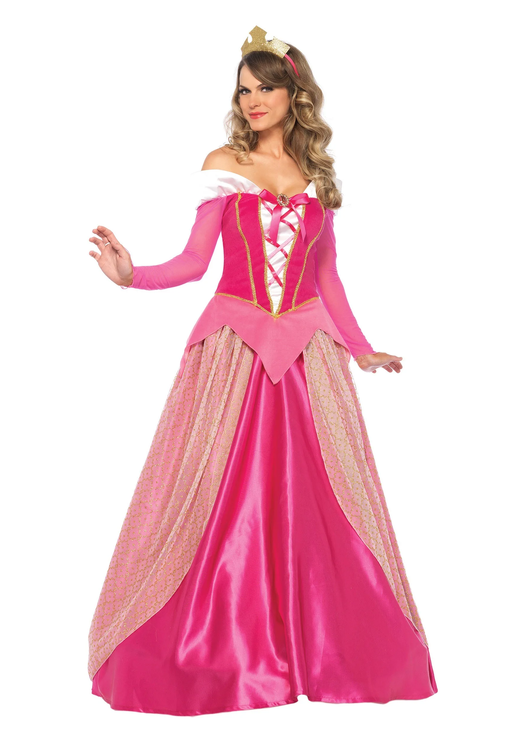 

Adult Pink Princess Dress with Crown Hallwoeen Christmas Birthday Party Costume