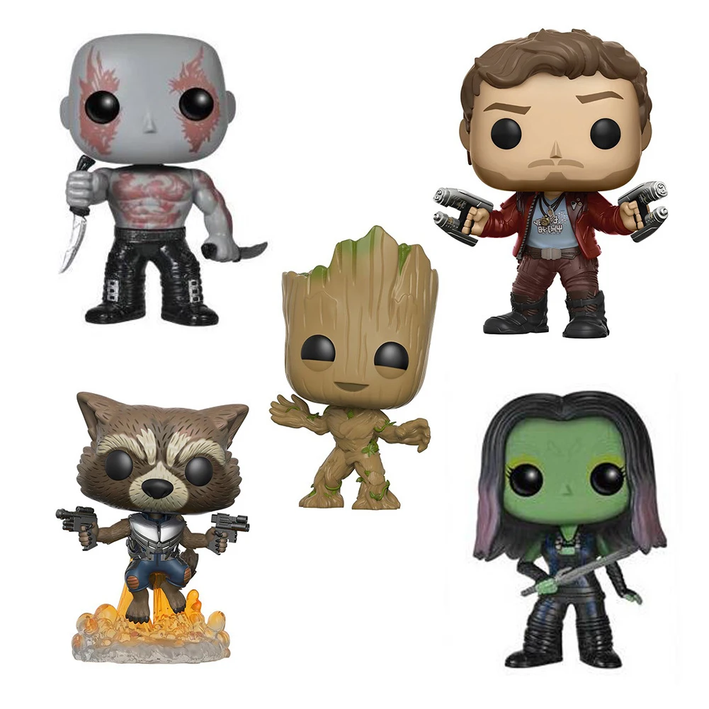 

Marvel Characters Rocket Raccoon Star-Lord Gamora Drax the Destroyer Groots Kawaii 10cm Action Figure Toys