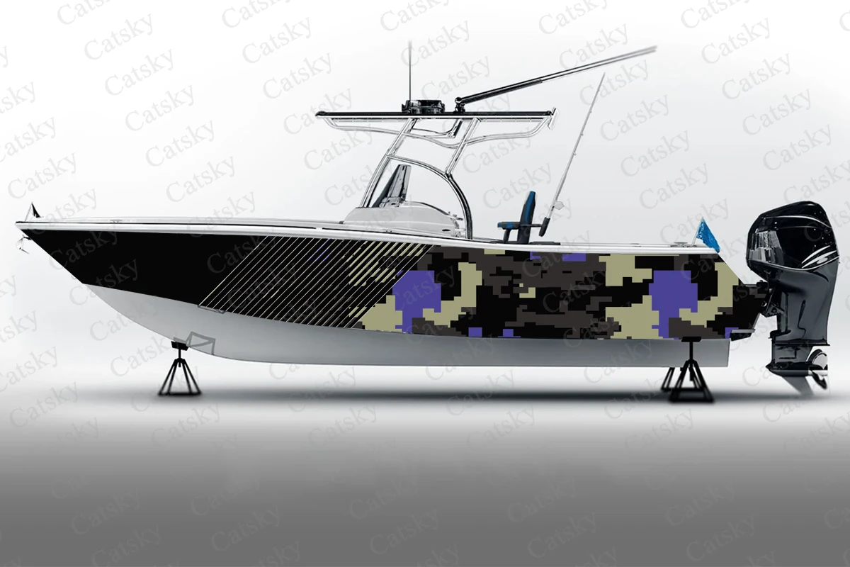 

Камуфляжная сотовая Шестигранная фотография, упаковка в виде рыбы, лодки, виниловая Водонепроницаемая пользовательская Морская Лодка, наклейка, Виниловая пленка для лодки