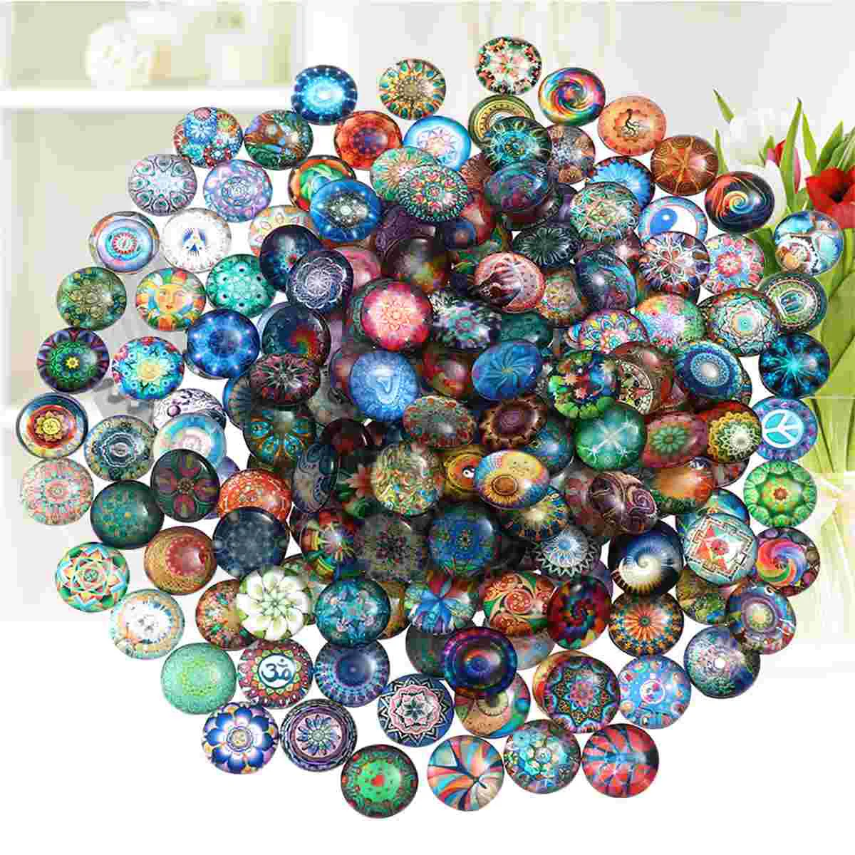 

Mosaic Tiles Round Dome Crafts Jewelry Tile Beads Flatback Making Supplies Half Mixed Gemstone Bead Diy Cover Photo Material