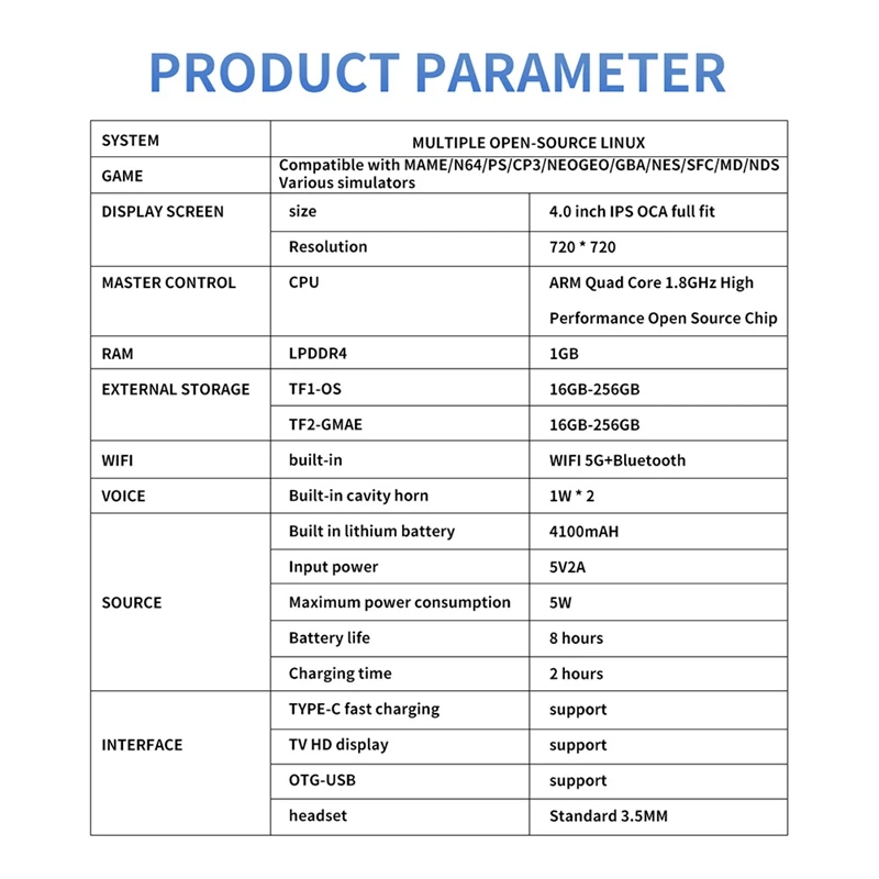 Игровая консоль в стиле ретро RGB30 4 0 дюйма 720X720 четырехъядерный процессор 5 ГГц Wi-Fi
