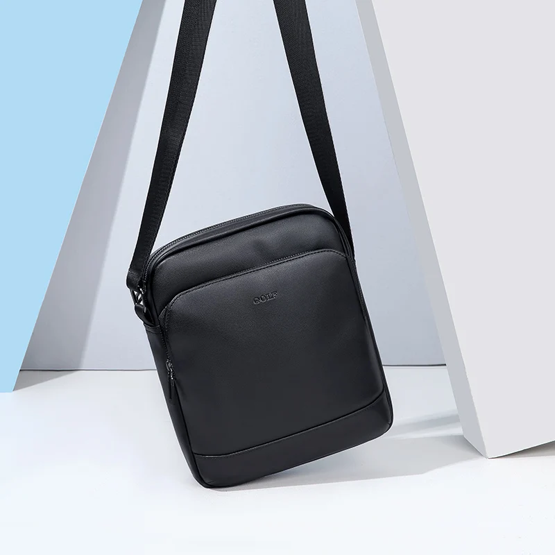 Сумка через плечо из искусственной кожи для мужчин черная Повседневная