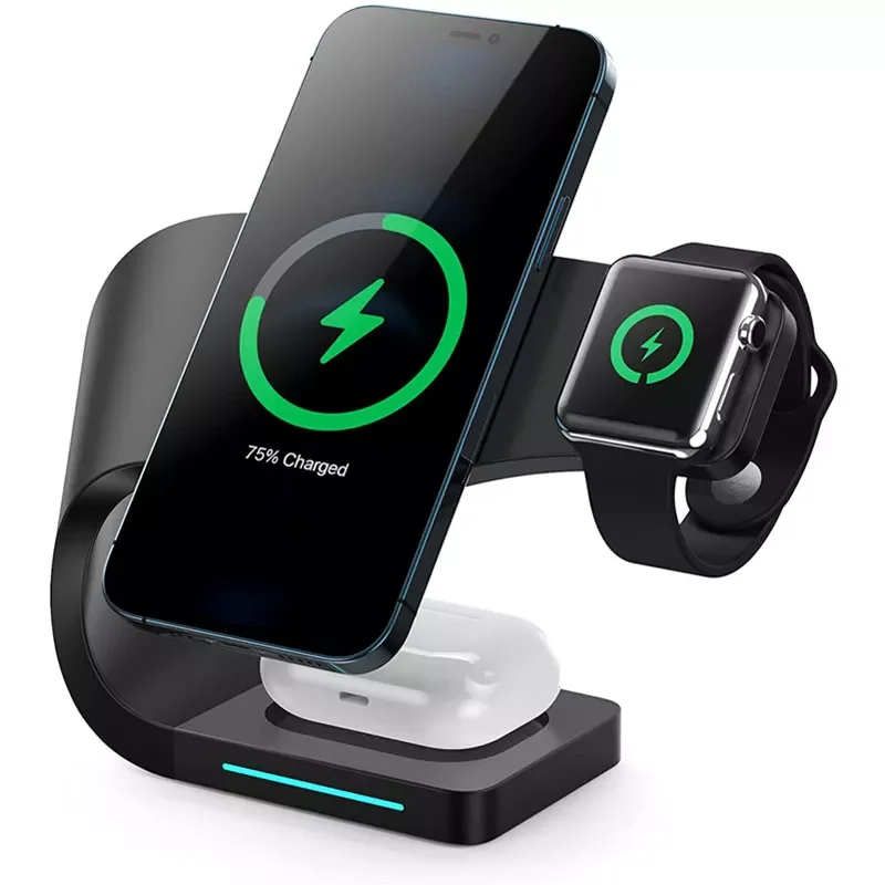 

NEW2022 4 In 1 15W Magnetic Macsafe Fast QI Wireless Charger Charging for IPhone 12 13 Pro Applewatch 7 6 Airpods 3 Dock Magsafe