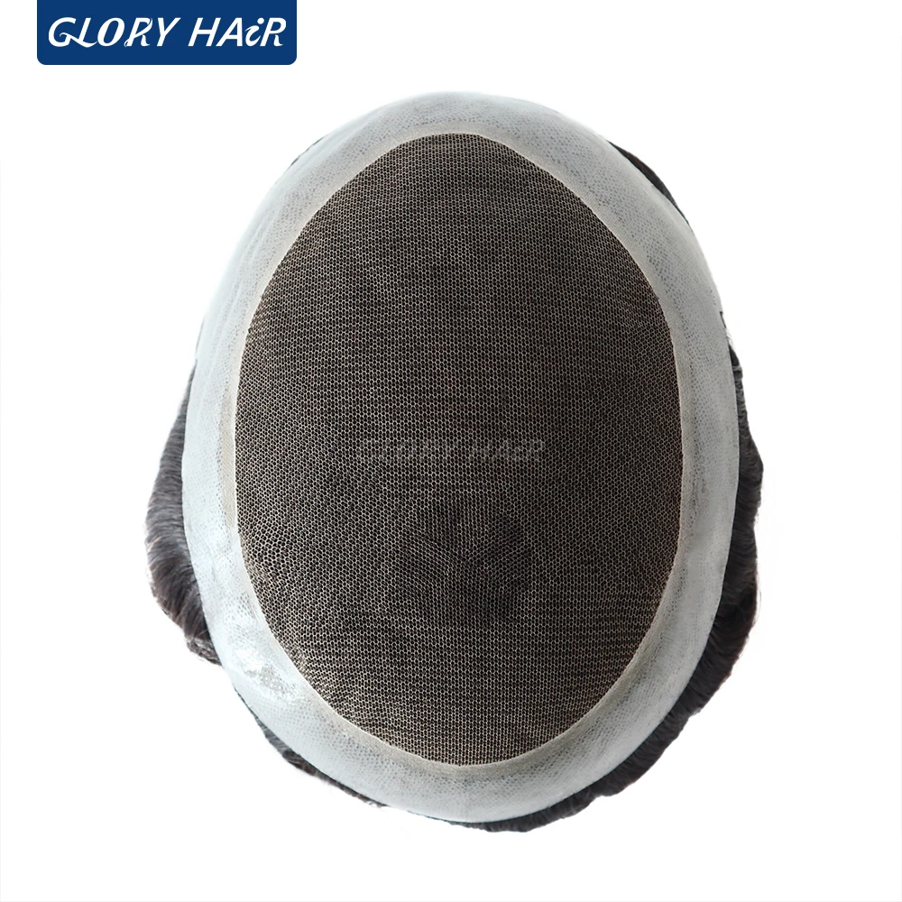 GLORYHAIR NEW AS - Australia Toupee 6 inches Indian Human Hair Unit for Men Lace & PU Hair Replacement System