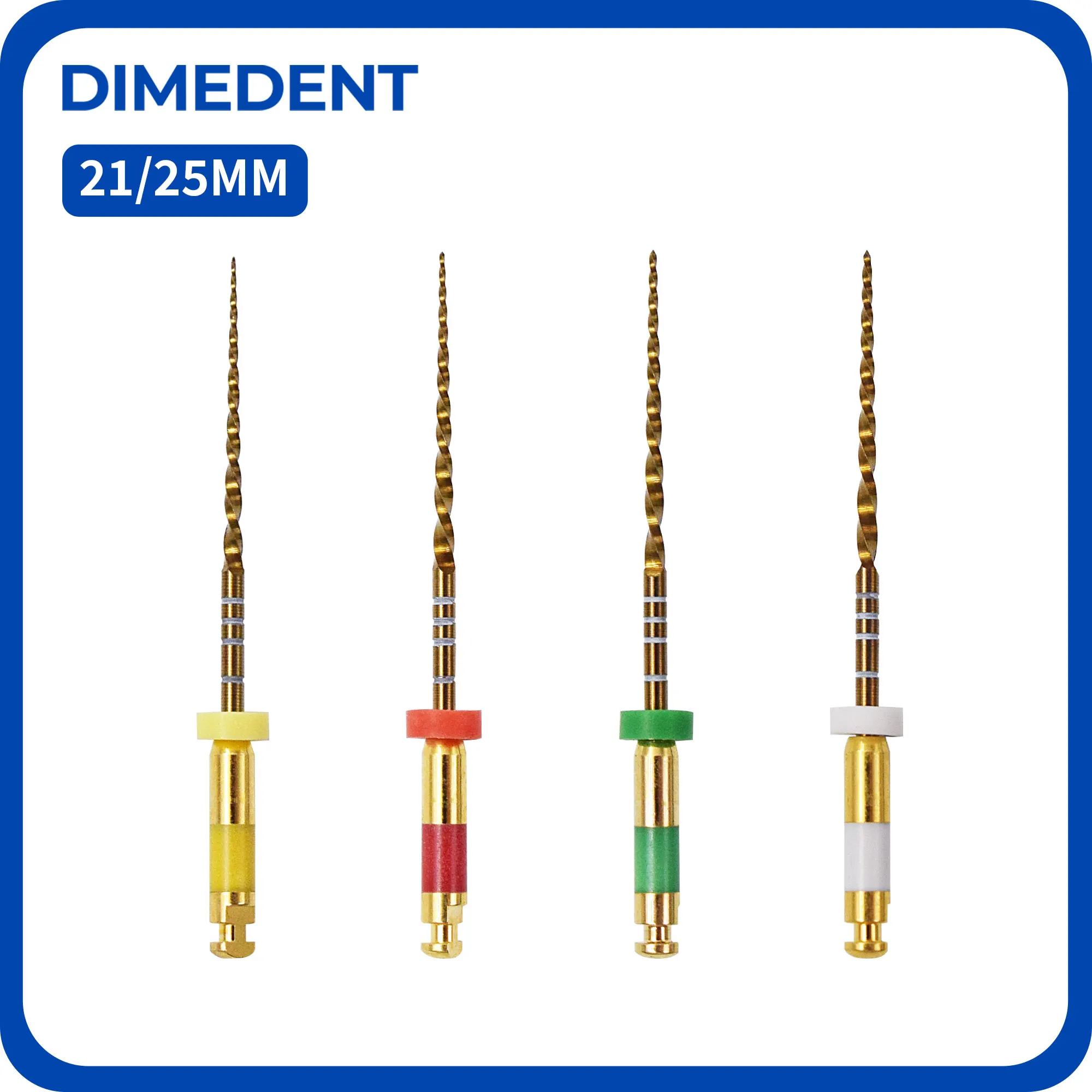 Фото Эндодонтические файлы DIMEDENT WOne Gold для корневых каналов, 4 шт./коробка, термоактивируемые гибкие стоматологические эндодонтические файлы 21/25 мм, роторные файлы из никель-титановой сплавы. №1