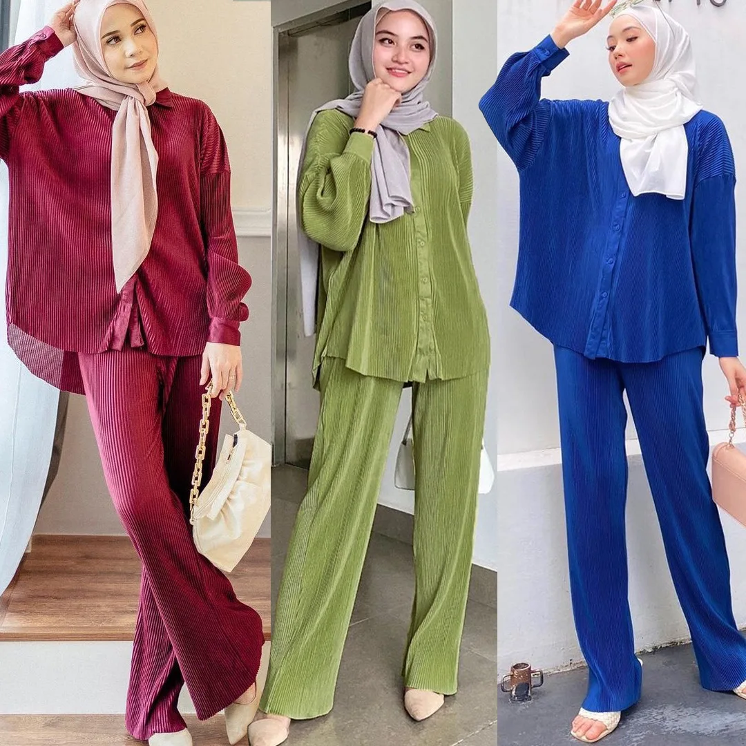 

Eid Mubarek Two-pieces Muslim Sets Abaya Turkey Dress Malaysia Caftan Kaftans Islam Clothing Abayas For Women Musulman Ensembles