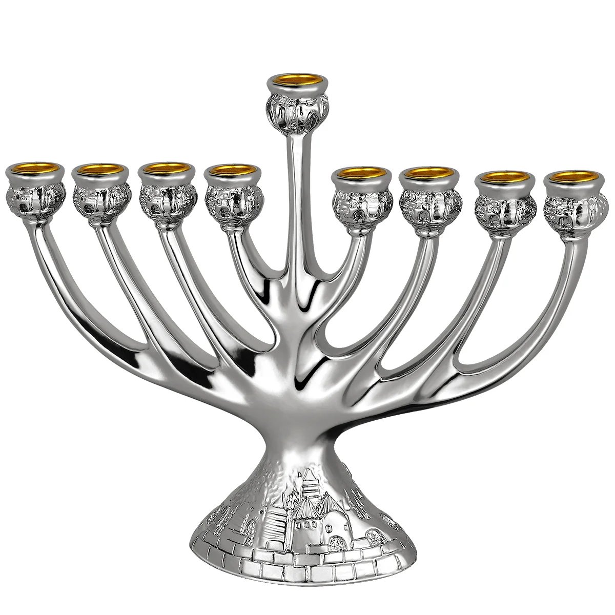 

Unomor Hanukkah Holder Classic Branches Candlestand Desktop Decor for Home Holiday (Silver)