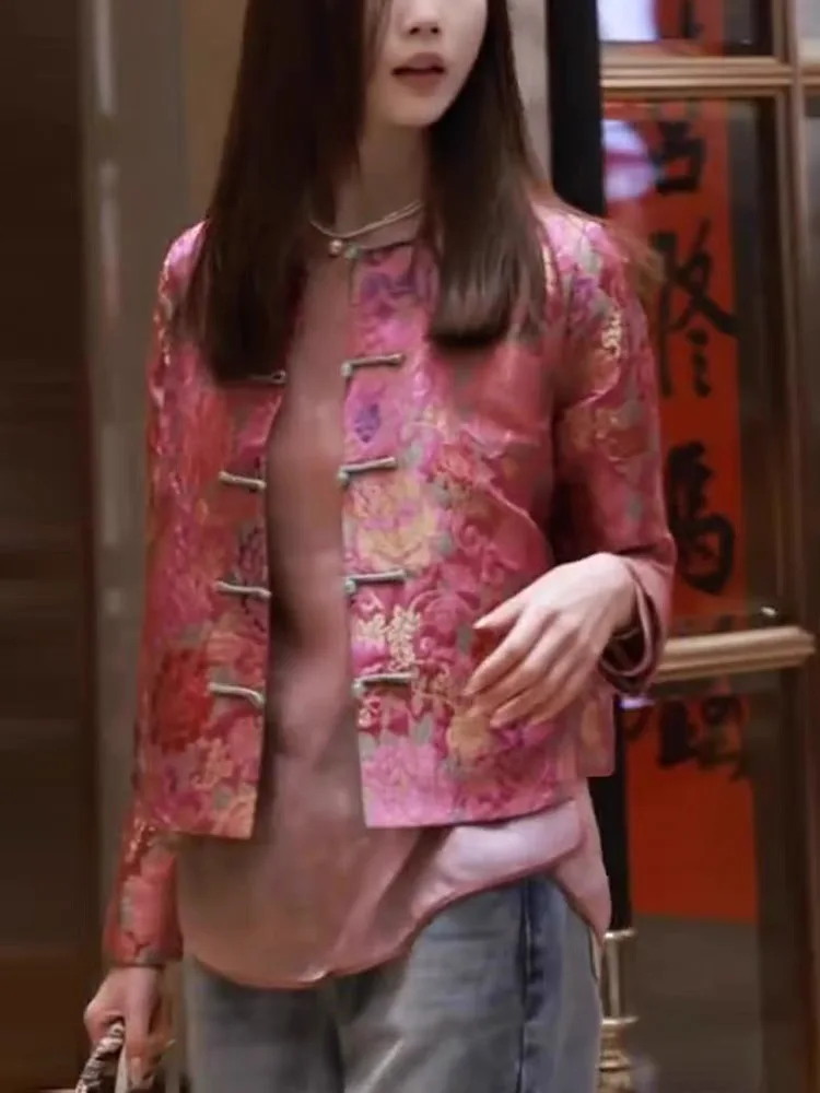 Женская короткая куртка в китайском стиле праздничное весеннее пальто