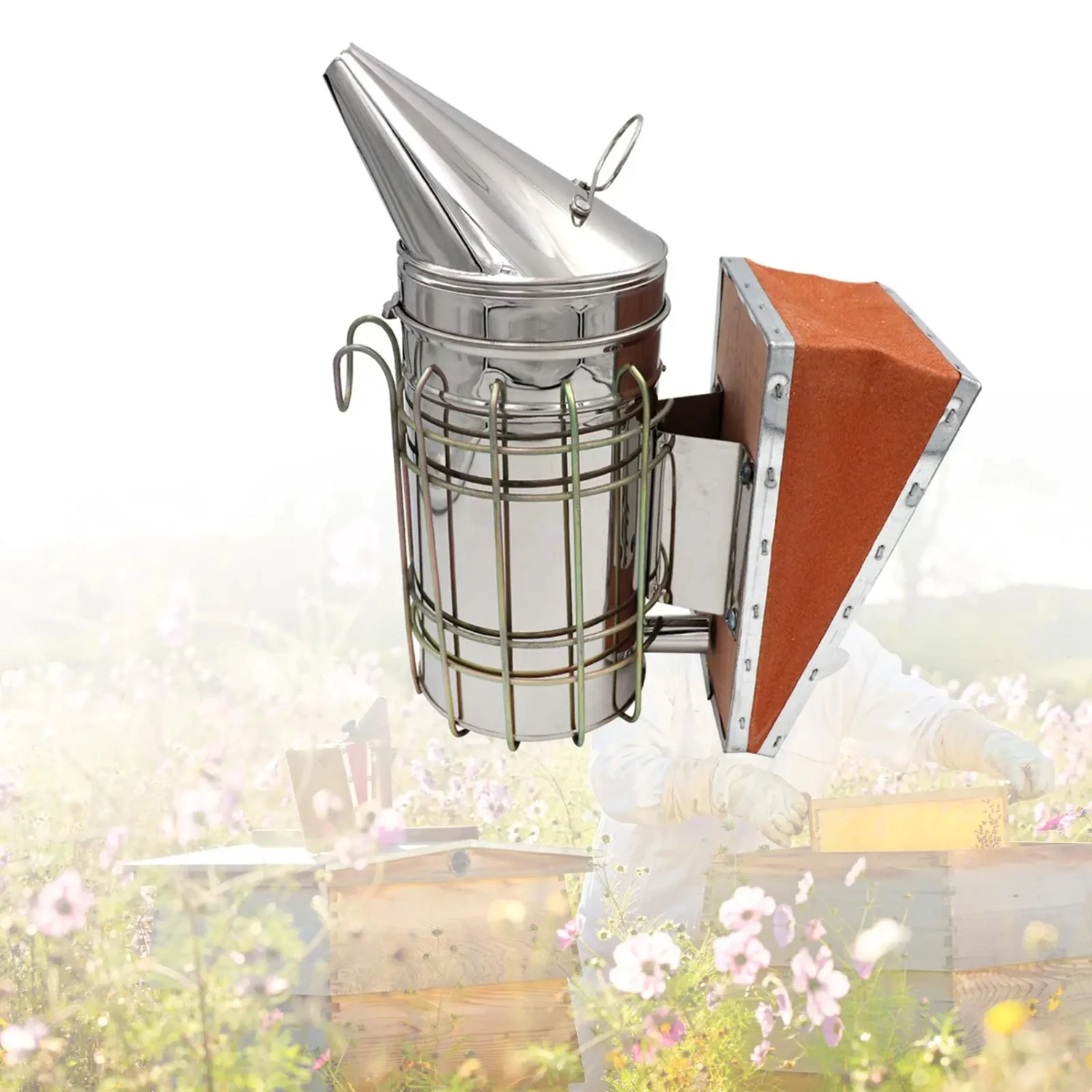 Пчелиный курильщик из нержавеющей стали с защитным распылителем для