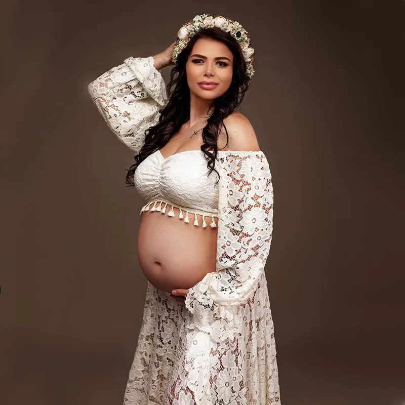 

2 в 1 наряд в стиле бохо для фотосъемки для беременных Длинные платья в богемном стиле для фотосъемки платье для беременных женщин