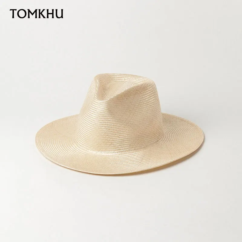 Spring Summer New Casual Simple Panama Jazz Straw Hats For Women Cowboy Hat Wide Brim Outdoor Sisal Straw Hat High Quality