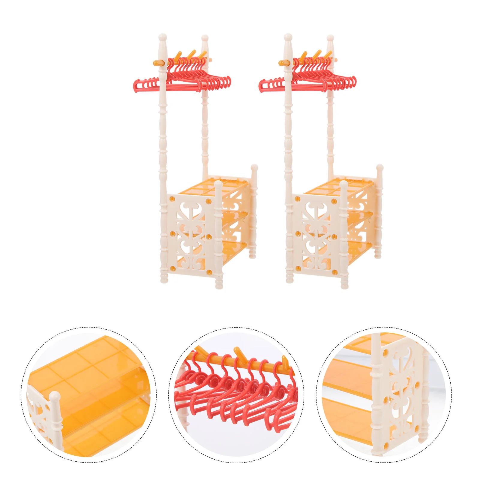 

2 Sets Drying Rack Miniature Furniture Ornament House Abs Clothes Hanger Model Dolls Accessories Toy Child