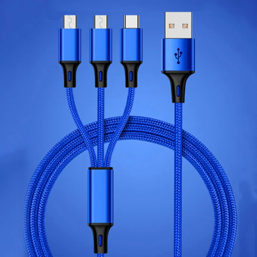 3 In 1 Micro USB Type C Charger Cable Multi Usb Port Multiple Charging Cord Usbc Mobile Phone Wire For Samsung S10 HOT SALE | Мобильные