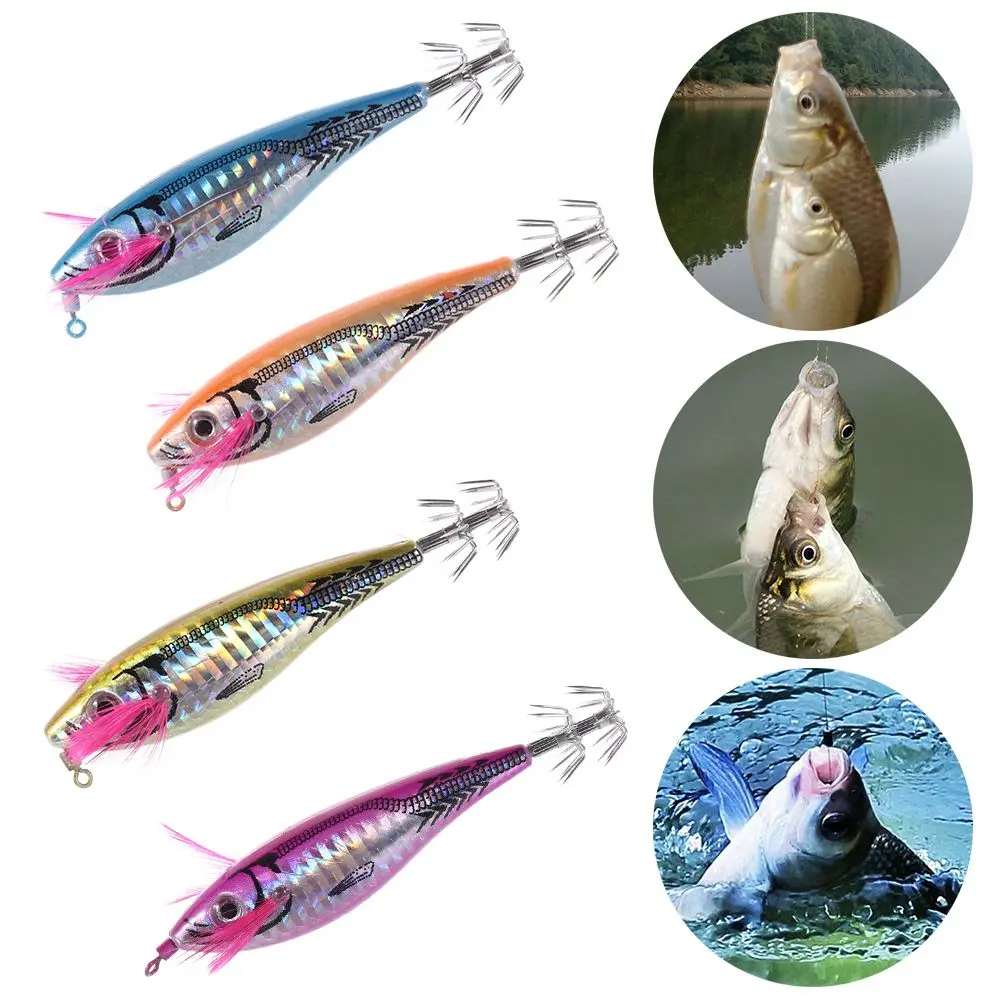 

7cm115g Fishing Tackle Jig Hooks Wobblers with Noisy Ball Wood Shrimp Wobbler Bait Squid Jigging Fishing Lure