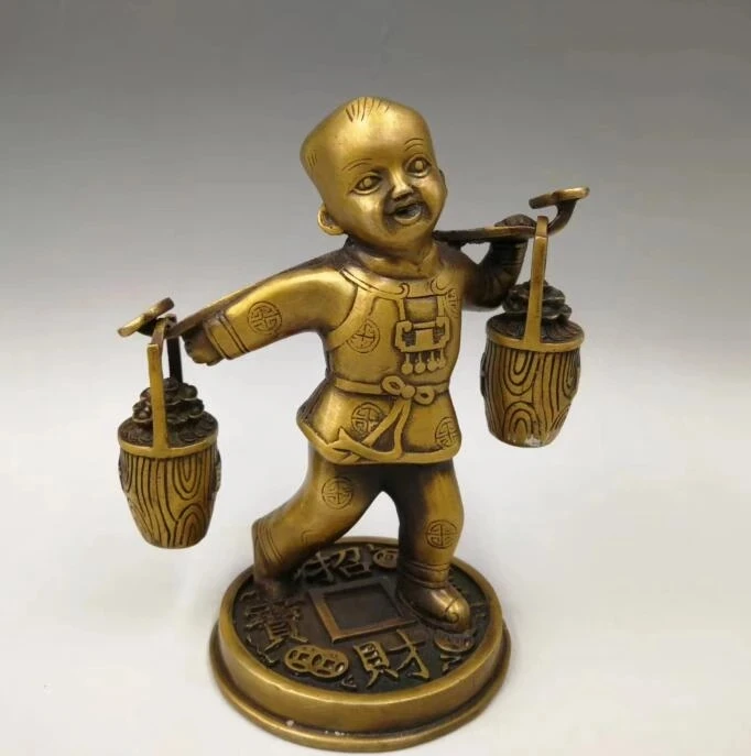 

Chinese Seiko carving pure brass fortune boy statue