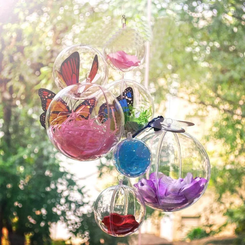 

10balls 7/8/9/10cm Christmas Decorations Clear Plastic Ball Transparent Can Open Plastic Christmas Clear Bauble Ornament Gift