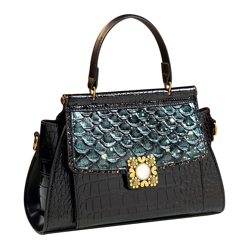 Женские сумки из кожи с крокодиловым узором новинка 2024 модная женская сумка