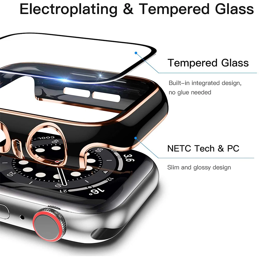 Glass + Cover For Apple Watch Case 45mm 41mm 44mm 40mm Two Color Screen Protector Bumper iWatch Series 8 7 6 SE 5 4 3 42mm 38mm