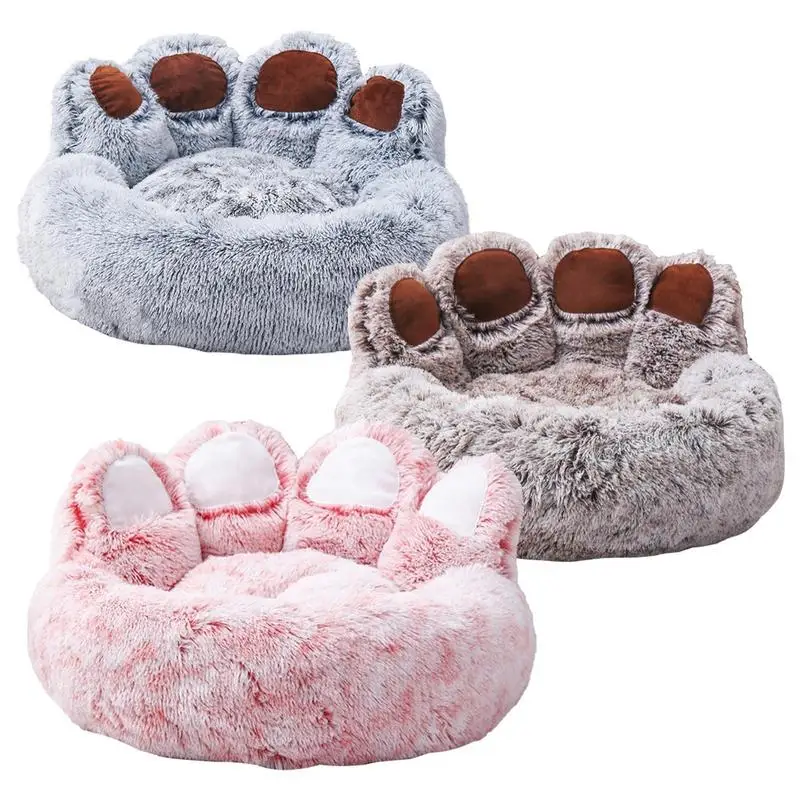 

Плюшевая Лежанка для собаки с принтом ладони Лежанка для собаки для маленьких средних и больших домашних животных машинная стирка устойчив...