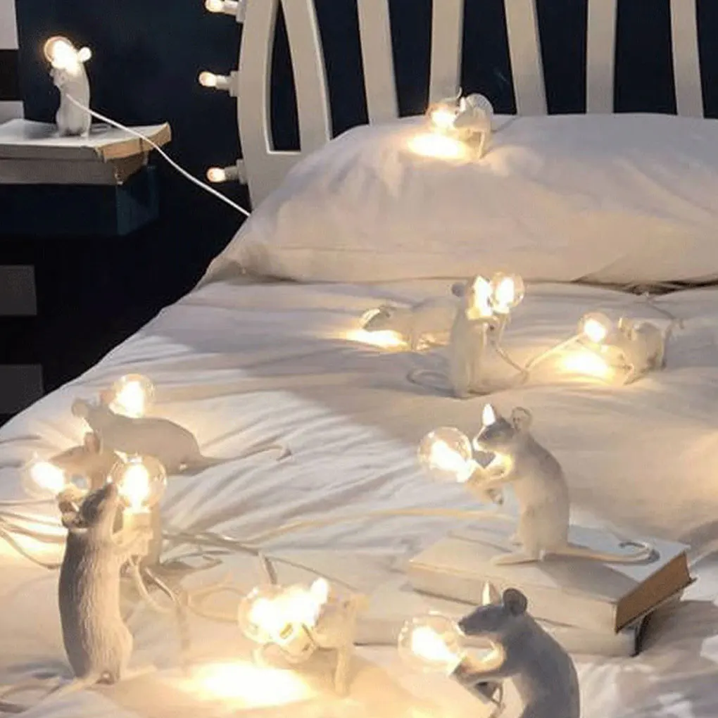 

Resin Animal Rat Night Lights Nordic Mini Mouse Cute LED Table Lamps Home Decor Desk Lamp Bedside Lighting Fixtures EU Plug