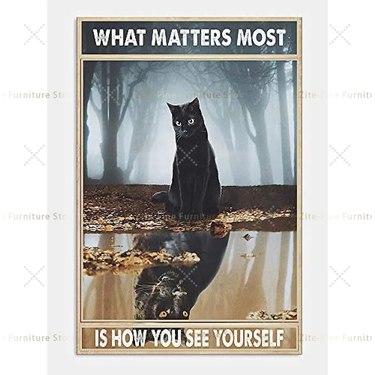 

What Matters Most is How You See Yourself Black Cat Retro Metal Tin Vintage Sign for Home Coffee Wall Decor 8x12 Inch
