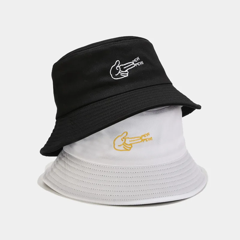 

Summer new creative shooting gesture embroidered fisherman hat trend hip-hop finger basin bucket hats for women cap
