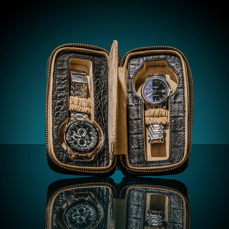 

Yao Tao (jewelry) crocodile pattern leather zipper watch bag portable watch storage box travel watch bag decoration