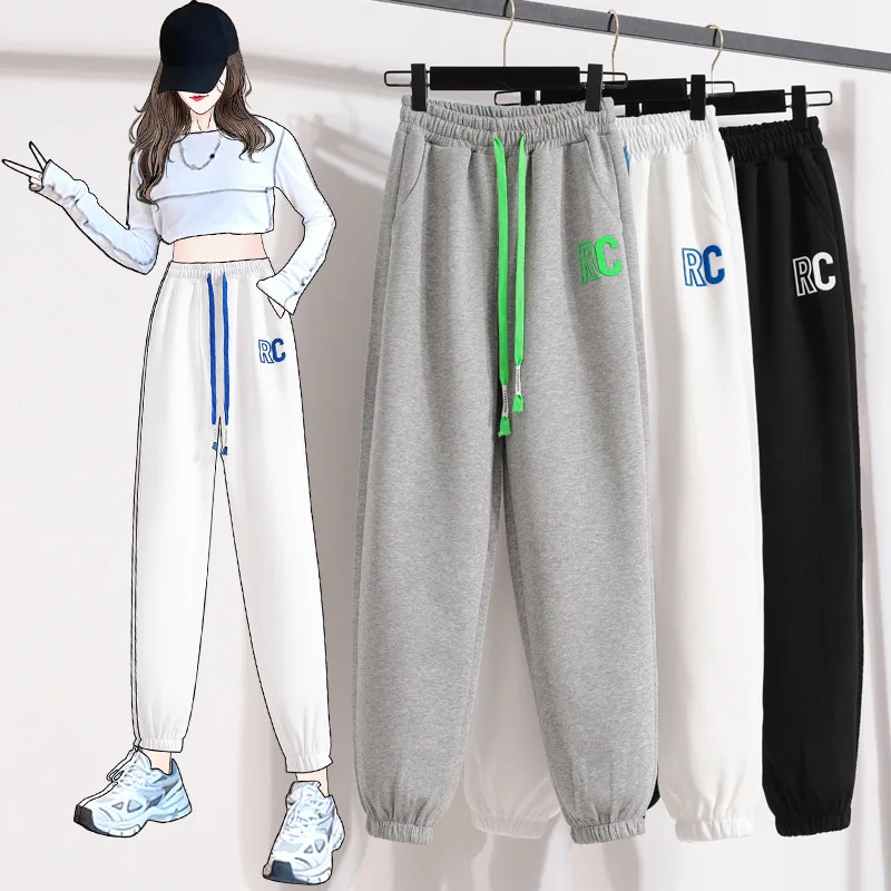 Женские спортивные брюки простые весенние Свободные повседневные эластичные