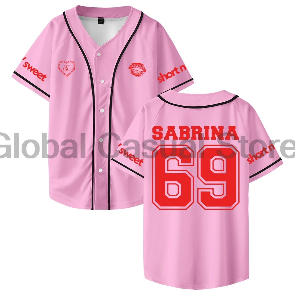 Короткая Бейсбольная Футболка Sabrina плотника n' Sweet Merch 69 с логотипом рубашки