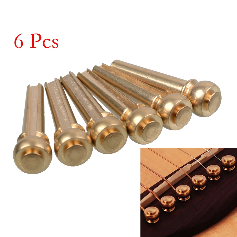 

AKASSOS 6 Pcs/Set Guitar Strings Nail Replacement Stringed Instruments Guitar Parts Accessories Acoustic Guitar Bridge Pin Brass