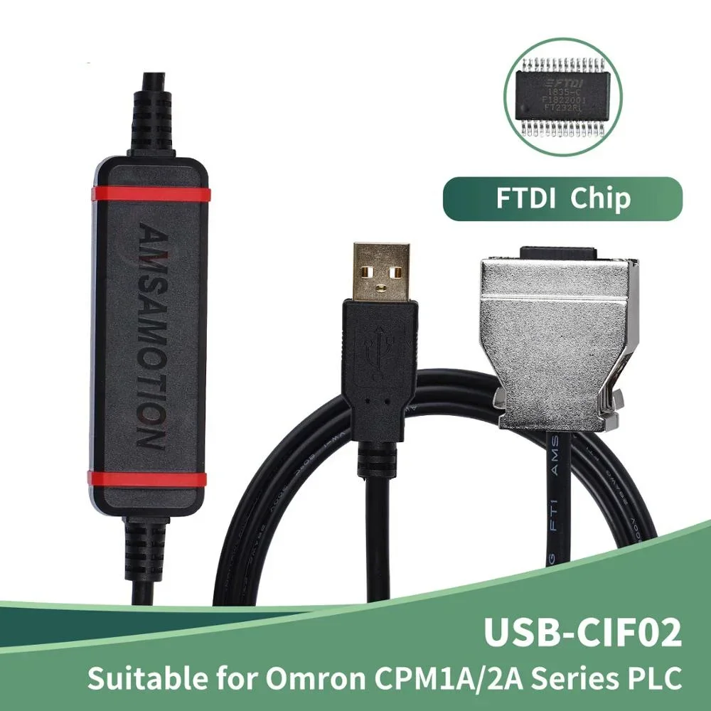 Фото Кабель для программирования USB-CIF02 с позолоченными контактами, совместимый с коммуникационными устройствами Omron PLC CPM1, CPM1A/2A, CQM1, C200HS, C200HX/HG/HE №1