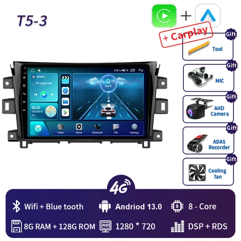 10 "Android14 Carplay Auto для Nissan NAVARA Frontier NP300 2015-2024 Автомобильный радиоприемник Мультимедийный видеоплеер BT GPS-навигация QLED