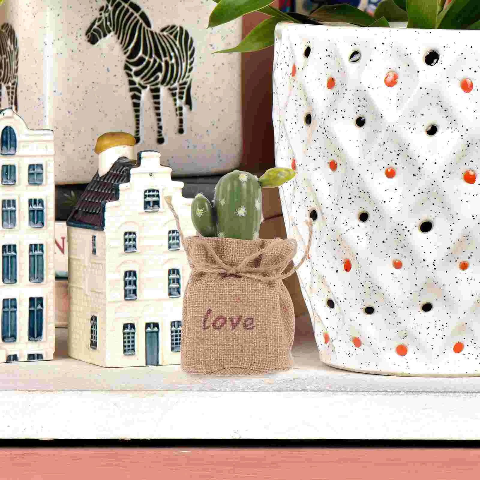 

Faux Plants Outdoor Outdoors Potted Cactus Mini Fake Decoration Tabletop Cute Plants Desktop Bonsai Linen Miniature Ornament