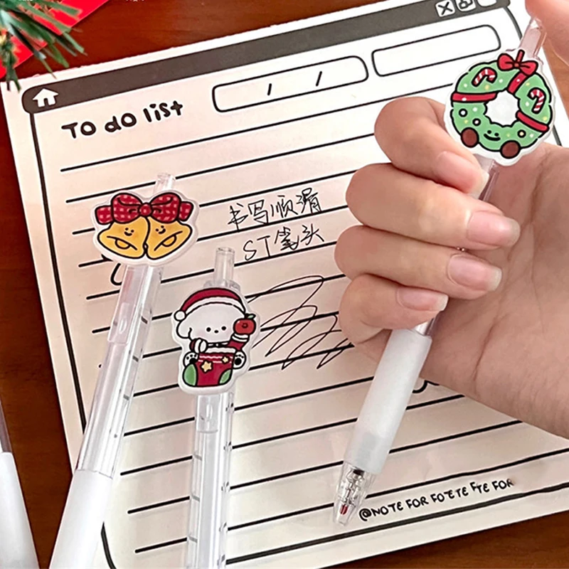 

1PC Cute Christmas Gel Pen Cartoon Kawaii Retractable Signature Pen 0.5mm Black Ink Press Pen School Stationery Office Supplies