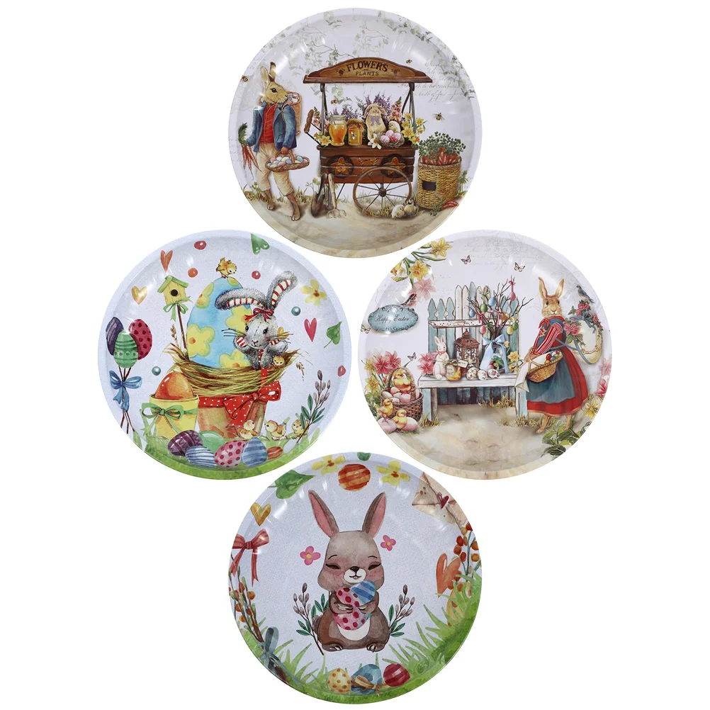 

Plate Easter Tray Plates Dish Bunny Candy Fruit Metal Snack Rabbit Party Holder Dinner Pasta Dessert Decor Key Day Appetizer