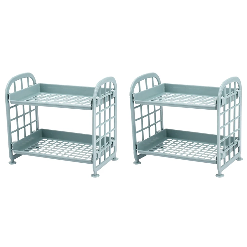 2X полки для хранения пластиковые маленькие хранения-2-уровневые кухонная