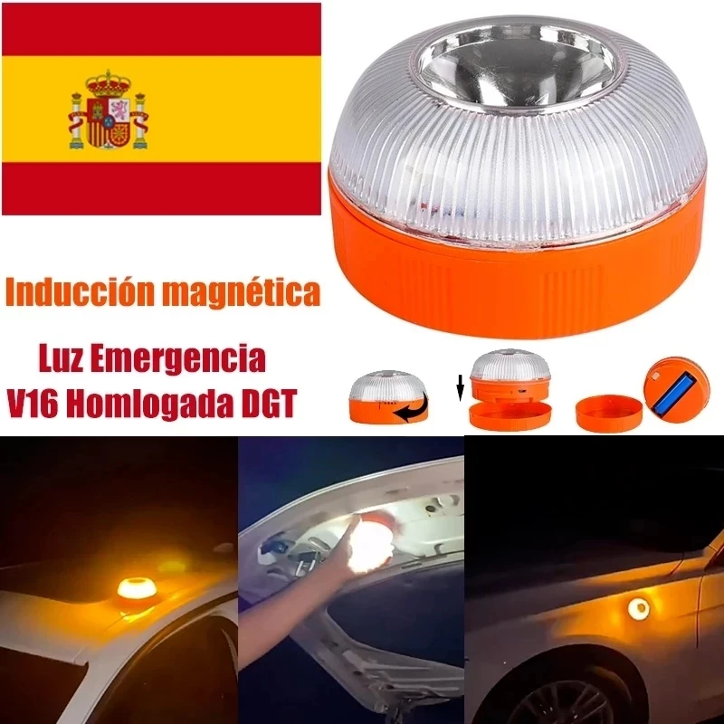 Rechargeable Led Car Emergency Light V16 Flashlight Magnetic