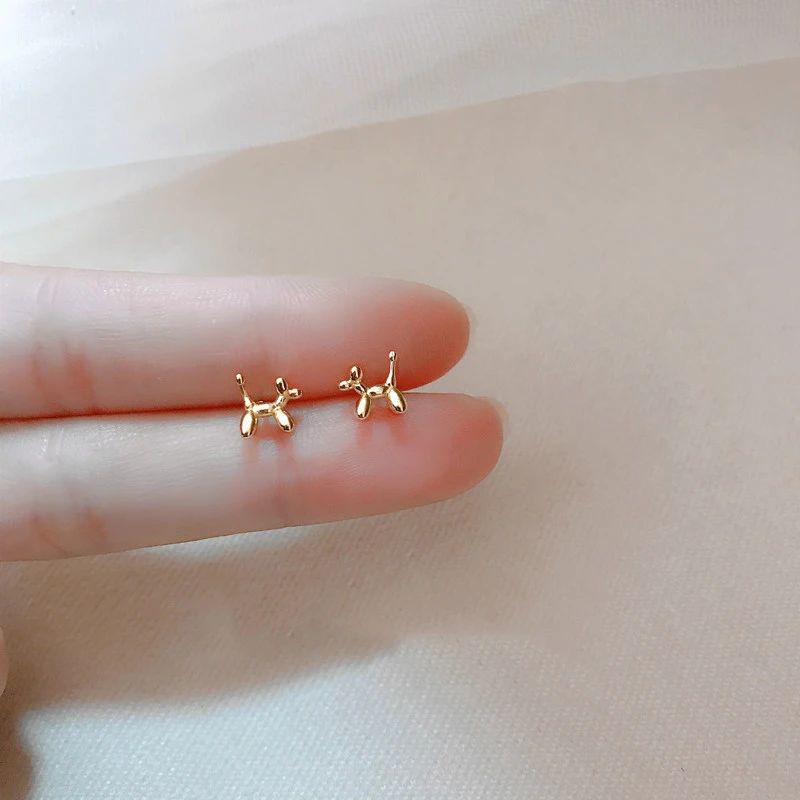 

MEETSOFT Lovely 925 Sterling Silver Tiny Balloon Puppy Stud Earrings for Women Minimalist Fashion Fine Jewelry Drop Shipping