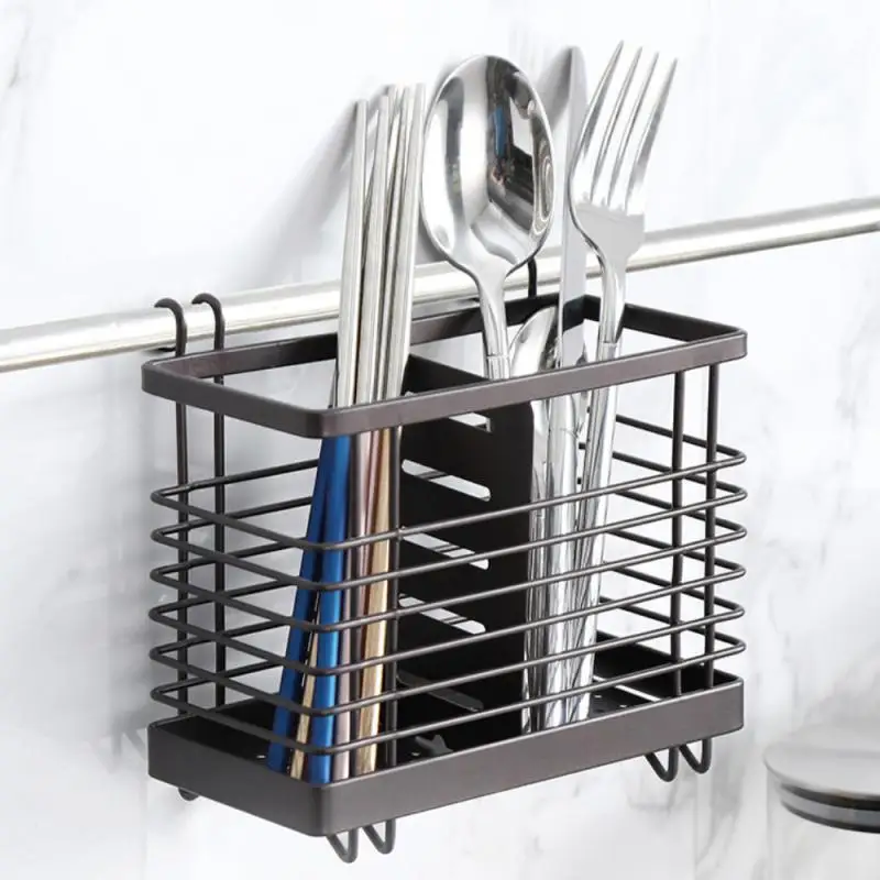 

Kitchen Cutlery Organizer With Hooks Stainless Drain Rack Organizer Spoon Fork Chopstick Holder Kitchen Tableware Storage Box