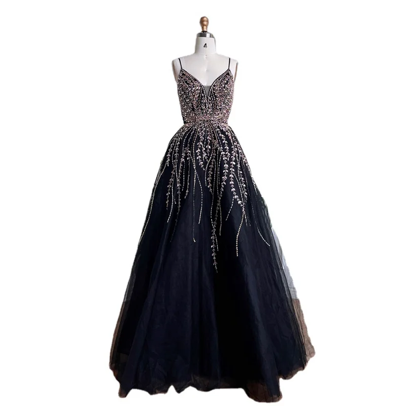

Rose Gold V-neck A-Line 2023 Spaghetti Strap Graduation School Party Gowns Customized Best Price Celebrity Prom Dresses