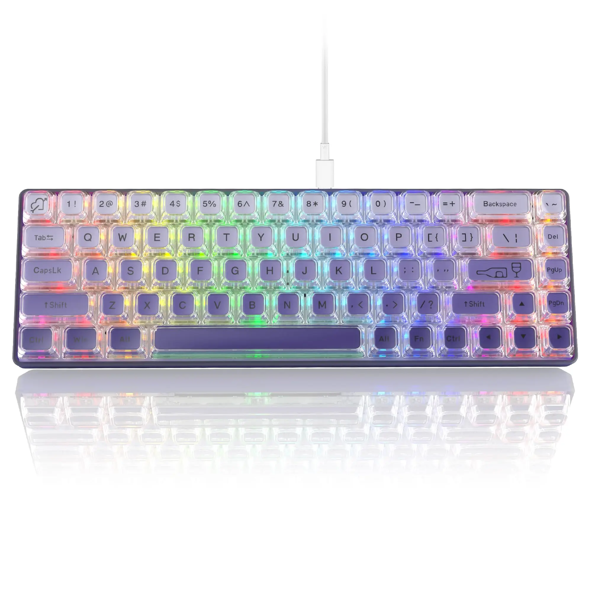 

Клавиатура Womier WK68 игровая механическая, 60% пурпурная, RGB
