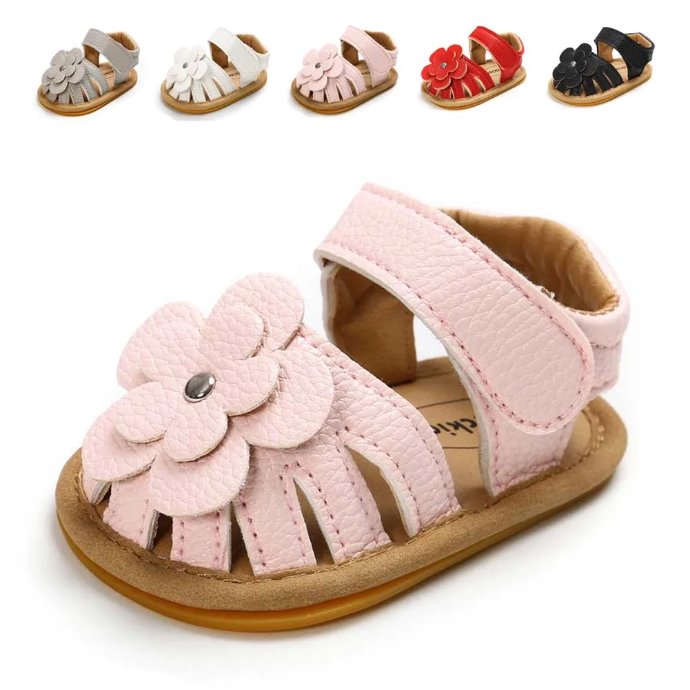 

Baby Sandals Flower Graden Park Summer Outdoor Hook-Loop Flat Rubber Sole Anti-slip Toddler First Walkers Infant Shoes