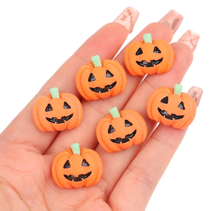

10Pcs Cute Halloween Pumpkin Flatback Resin Cabochon Scrapbook Embellishment Craft Decoration Parts Doll House Accessories