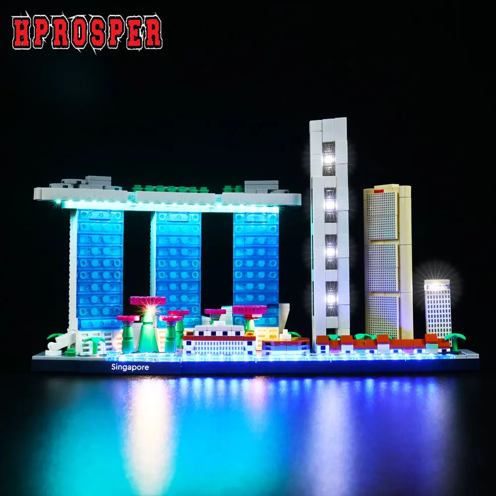 

Hprosper Φ для 21057 строительных блоков серий «Город Сингапура», светящиеся игрушки, только лампа + батарейный блок (модель не входит в комплект)
