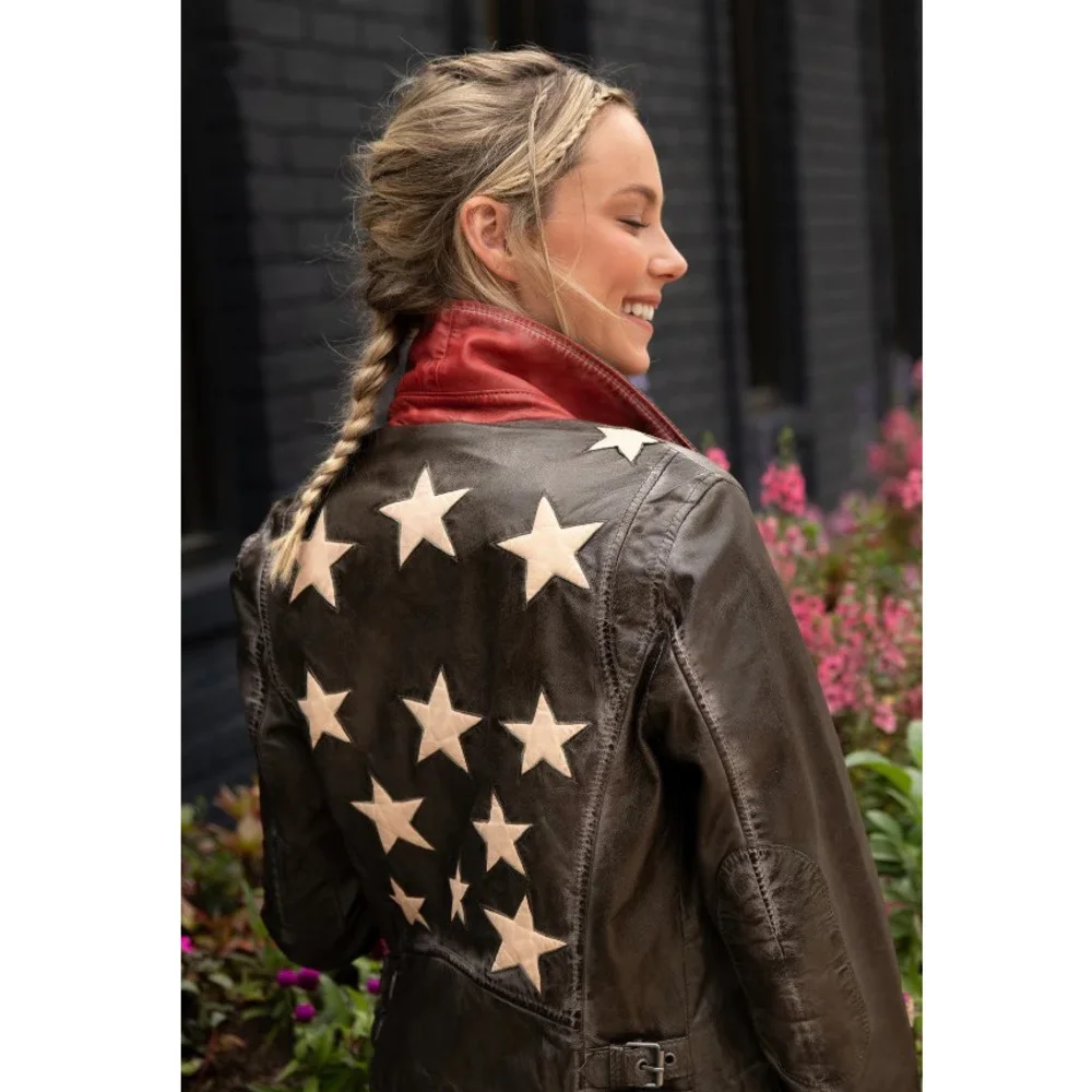 Women's Top Stitching Jacket 2022 Autumn And Winter Solid Color Short Style Stitching Star Pattern Jacket Women Commuting