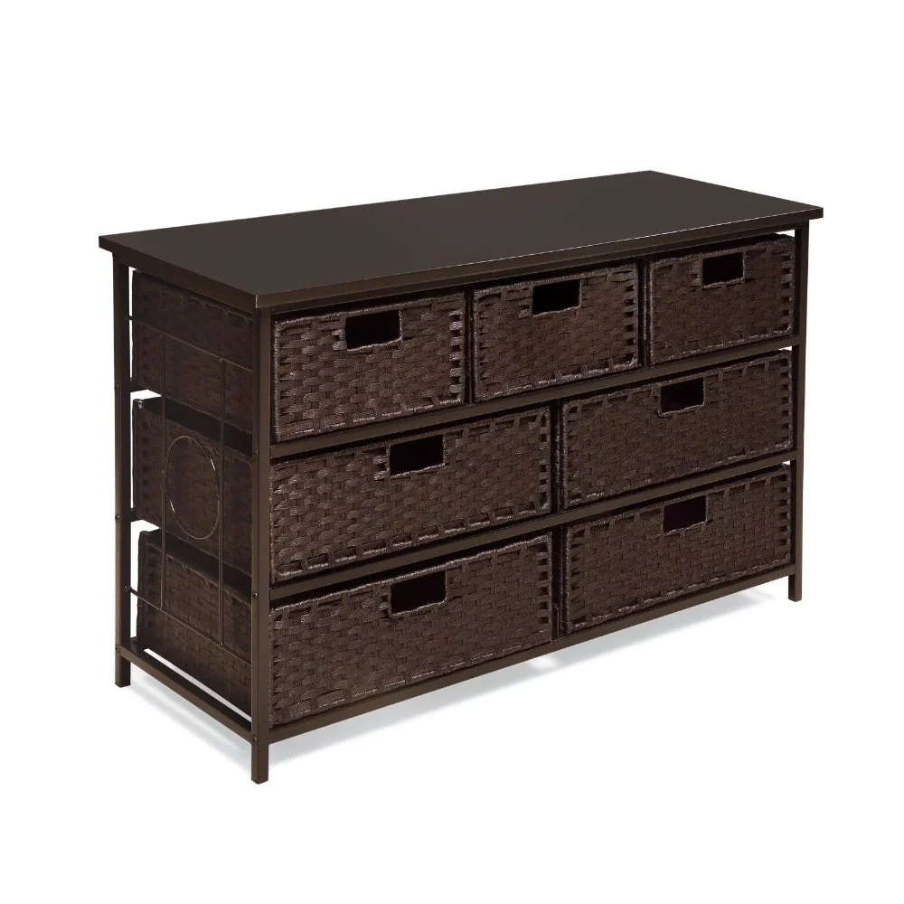 

Badger Basket Wide Seven Drawer Wood and Metal Storage Basket, Espresso