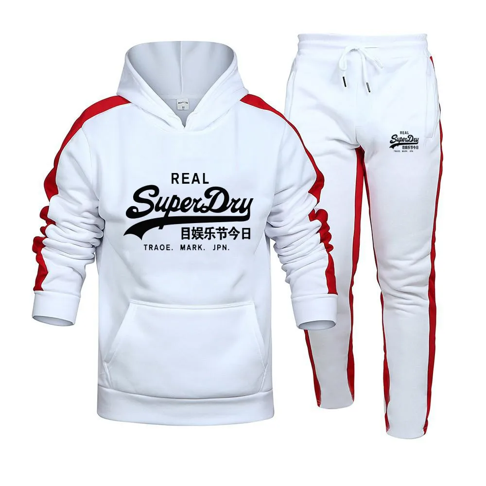 

Sportswear Men's Fashion Hoodie Solid Color Suit Men's Sweatshirt + Drawstring Sweatpants Loose Casual Sportswear Set Winter
