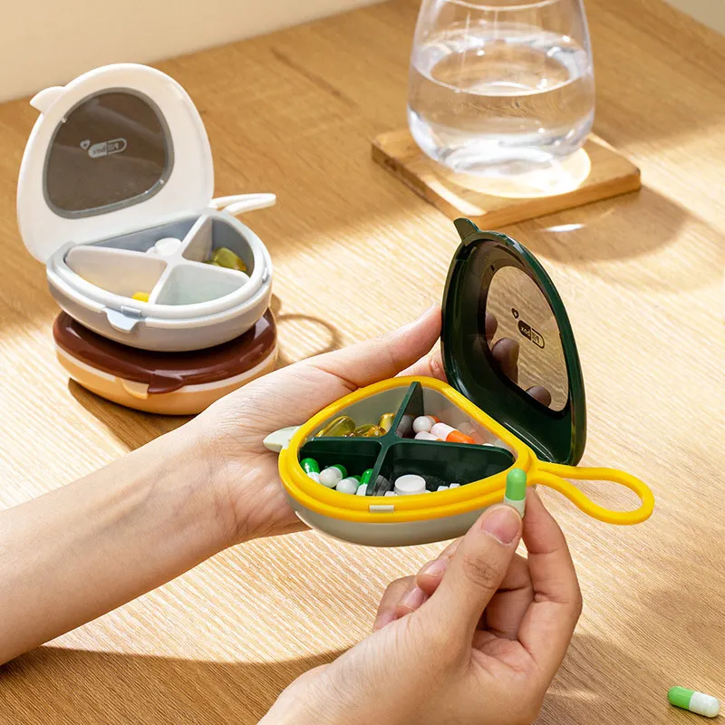 

Контейнер для хранения с 4 отделениями, портативный контейнер для лекарств, 7-дневный, еженедельный контейнер для таблеток для путешествий, ...